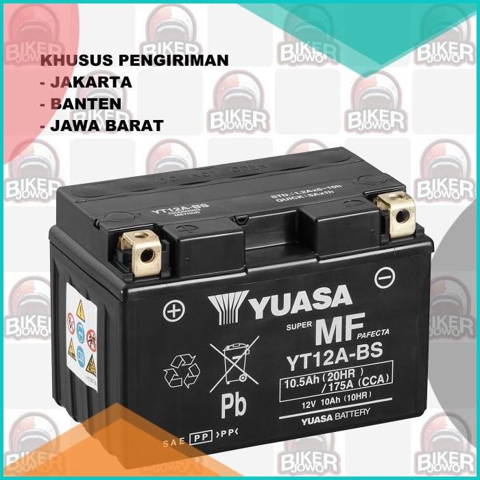Aki Yuasa YT12A-BS 12V 10Ah - Untuk Moge 140BZ4 perkakas