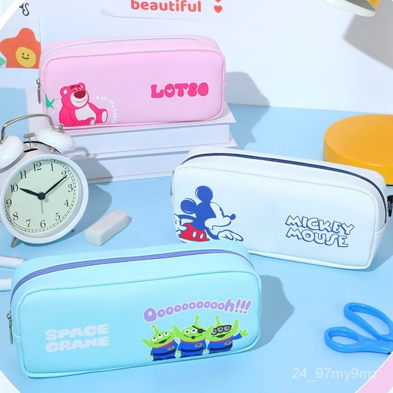

Disney Large Capacity Pencil Case Lotso Alien Mickey Double Layered Pen Bag Pencil Box Stationery Bag Student School Supplies AIWM