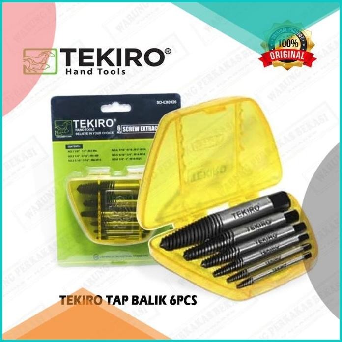 Tekiro Screw Extractor Tap Balik Mata Bor Pembuka Baut Patah Rusak 6p