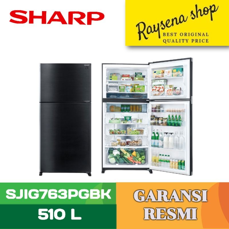 SHARP KULKAS 2 PINTU BESAR BIG 2 DOOR REFRIGERATOR SJIG763PGBK