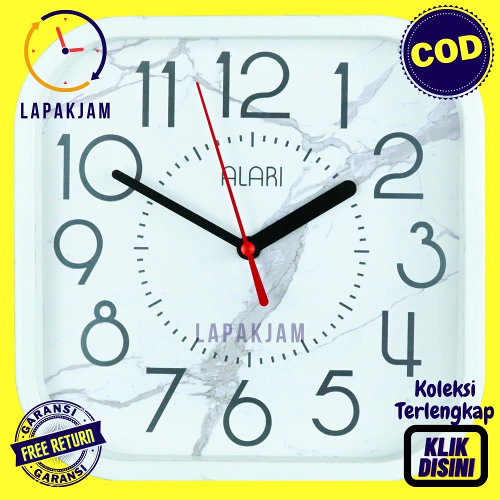 Jam Dinding Analog Marble Granit Hiasan Dinding Minimalis Unik Besar AL1239-5454 Putih Original