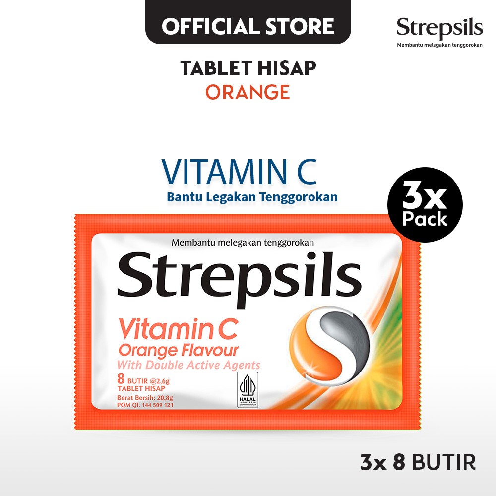 

Strepsils Vitamin C 8s x3 - Permen (Tablet Hisap) Pelega Tenggorokan