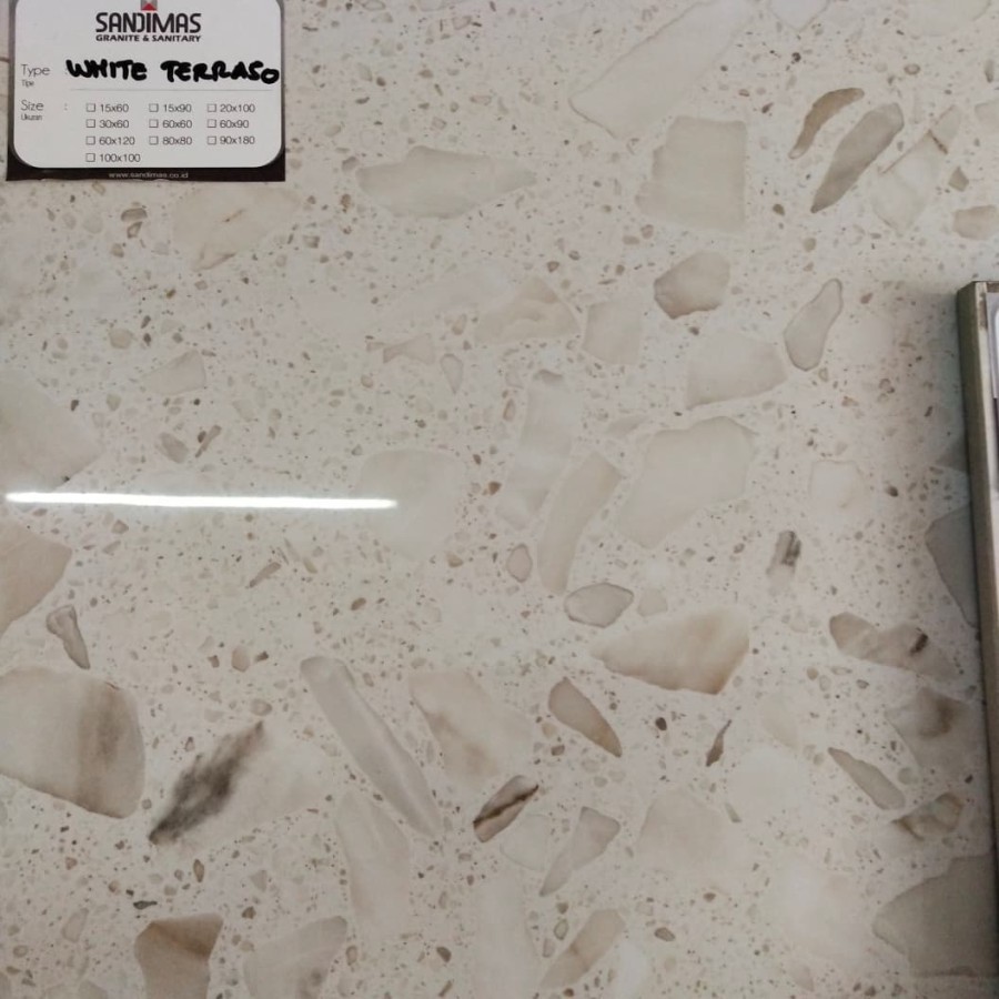 GRANIT LANTAI MOTIF SANDIMAS WHITE TERRAZZO 80X80 1.92M [FREE ONGKIR]