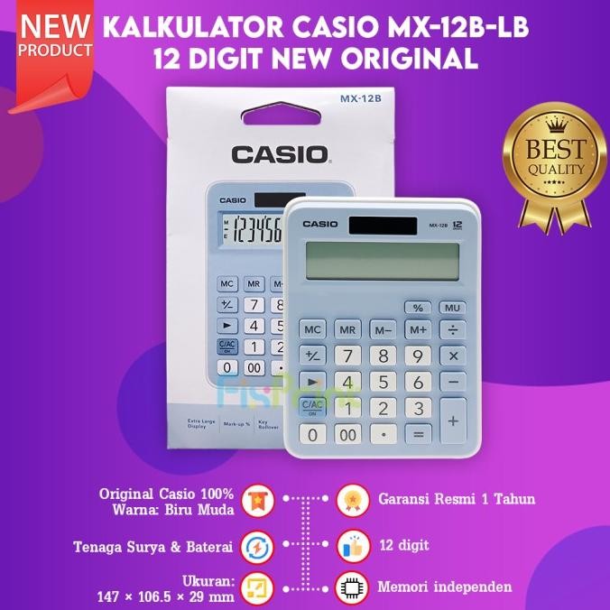 

fx-76 New Original Kalkulator Casio MX 12B 12 Digit Calculator Desktop Terlaris