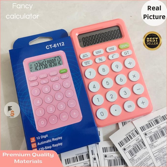 

fx-76 Kalkulator 12 Digit Slim Bodi Tipis Tombol Unik Warna Orange Ct 6112 Original