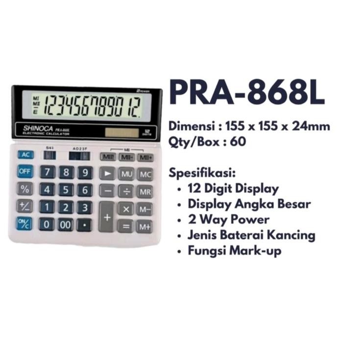 

Viral Kalkulator Shinoca Pra-868L 12 Digit Murah