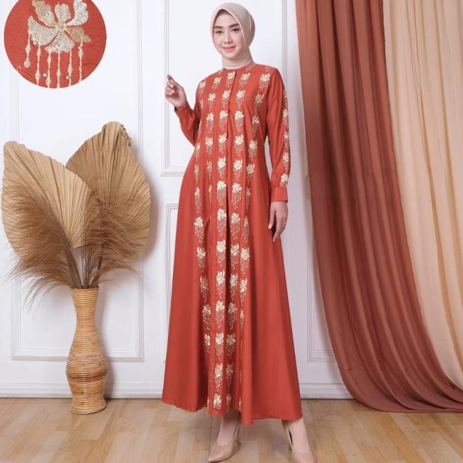 gamis toyobo bordir komputer cantik bahan katun toyobo lembut//elegan