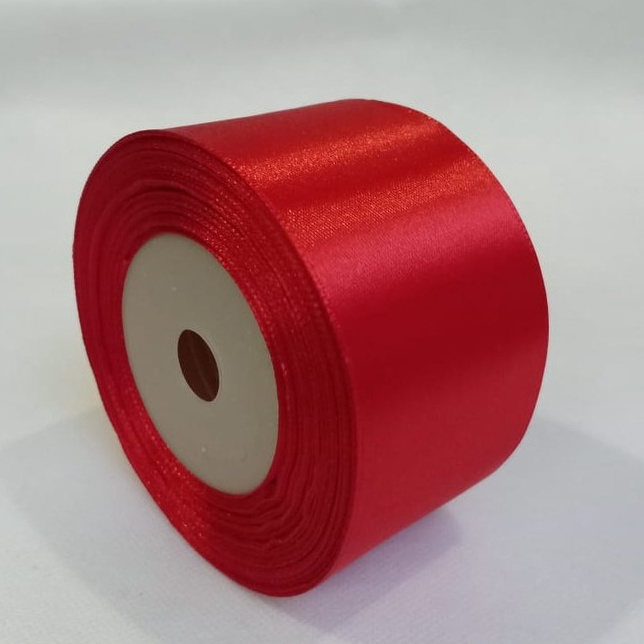 

➨Grosir✥ Pita satin merah cabe 2 inch / 5 cm Per roll C45 ➜
