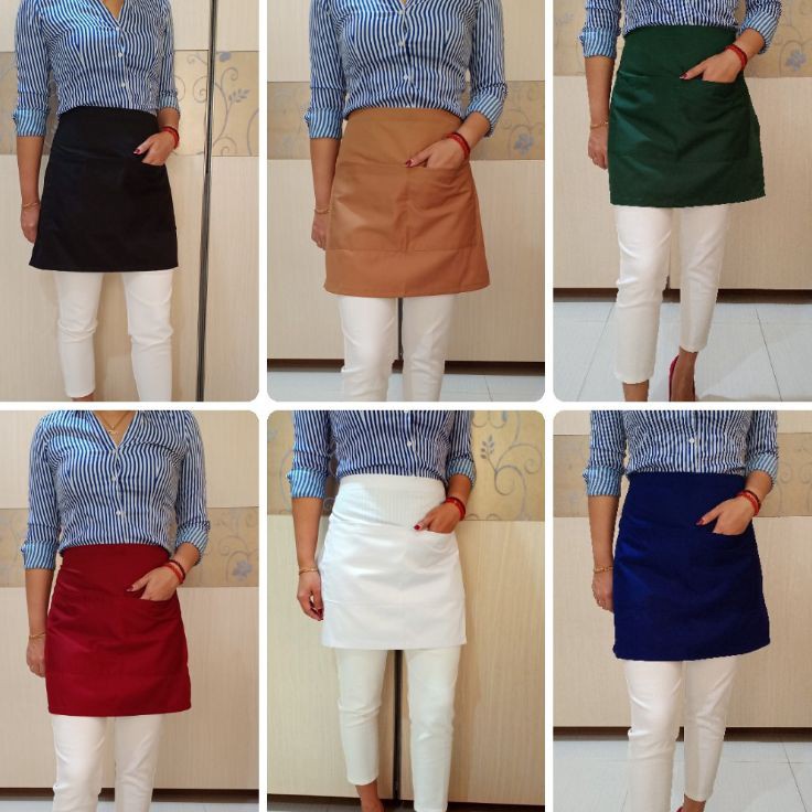 Produk Keren Celemek Apron Cotton Half Mini Hitam Untuk Resto & Cafe
