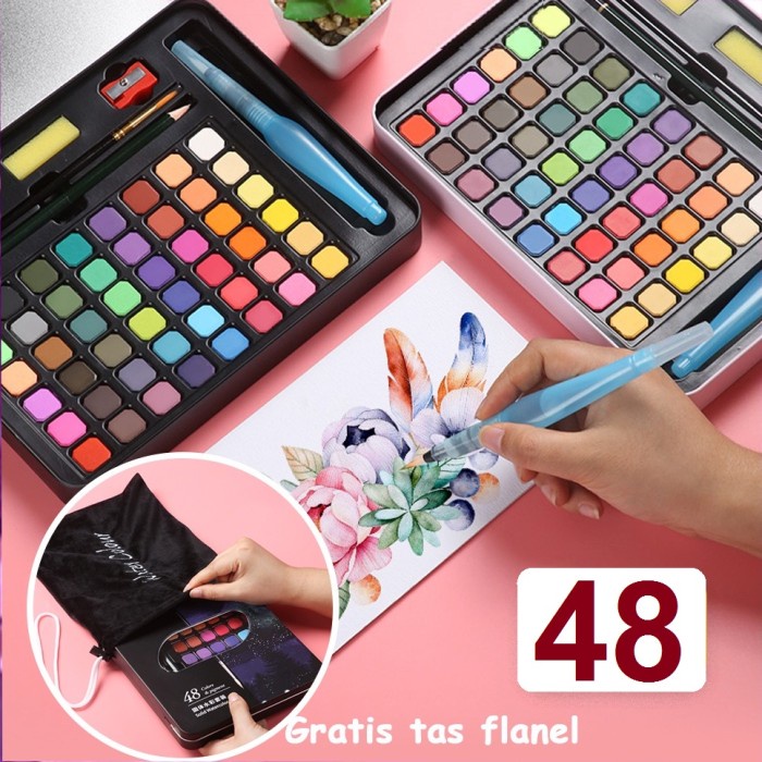 

Solid Watercolor Set Cat Air Lukis Warna Paint Set 48 Watercolor Alat