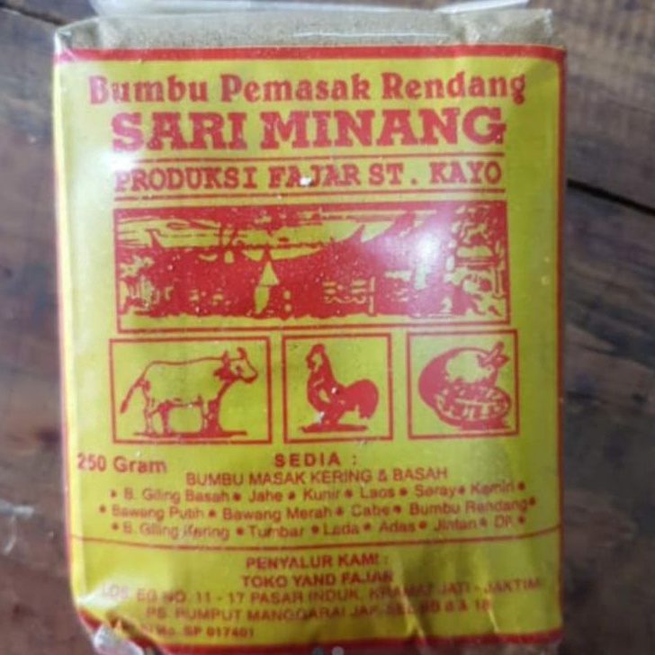 

Harga Termurah Bumbu sariminang rendang/Bumbu Sariminang kambing 250gram.