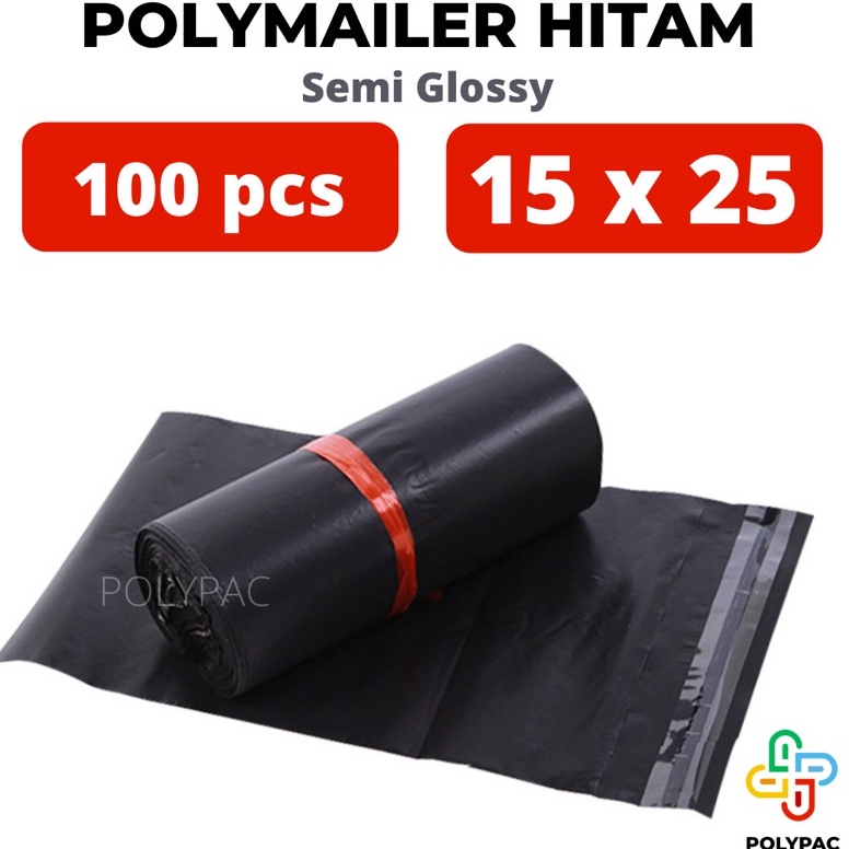 

iwmi -53 Plastik Polymailer Hitam LDPE [15x25] isi 100 pcs - Bungkus Plastik Packing Online Lem Bring it Now