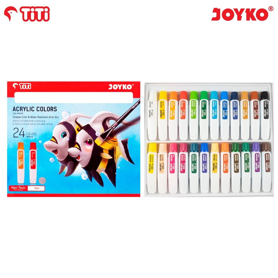 

[HSS] JOYKO TITI 24 ACRYLIC COLORS / CAT AKRILIK JOYKO 24 WARNA LUKIS ACC-12ML-24 84