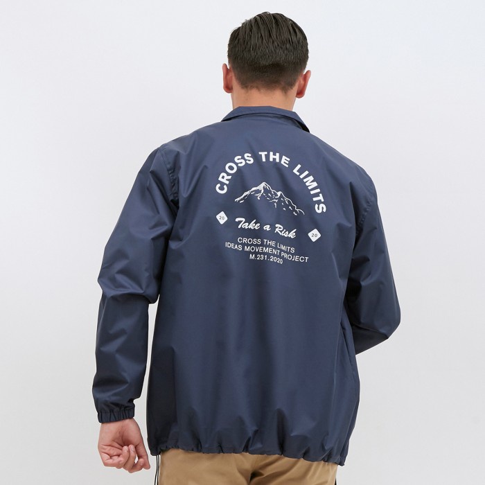 jaket pria M231 Jaket Pria Taslan Coach Grafis Panjang Navy 1826 - S(B0Y4) jaket cowok jaket cowok k