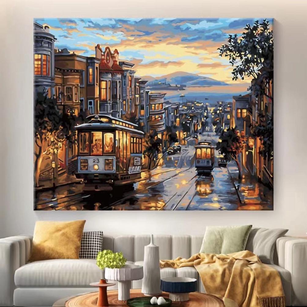 

Diskon DIY Painting Canvas Paint By Number kit Lukisan 40x50cm WZT