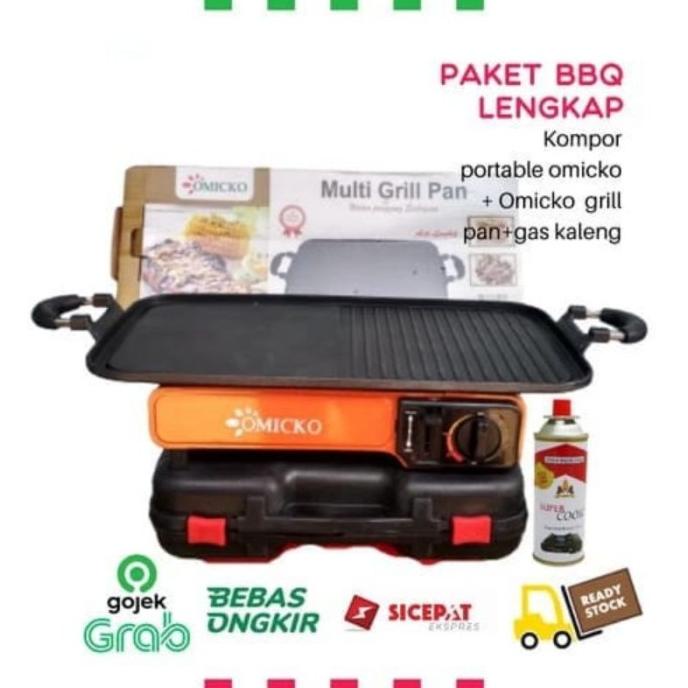 Paket Kompor Portable + Multi Grill Pan /Pemanggang Bbq Ademelanishop