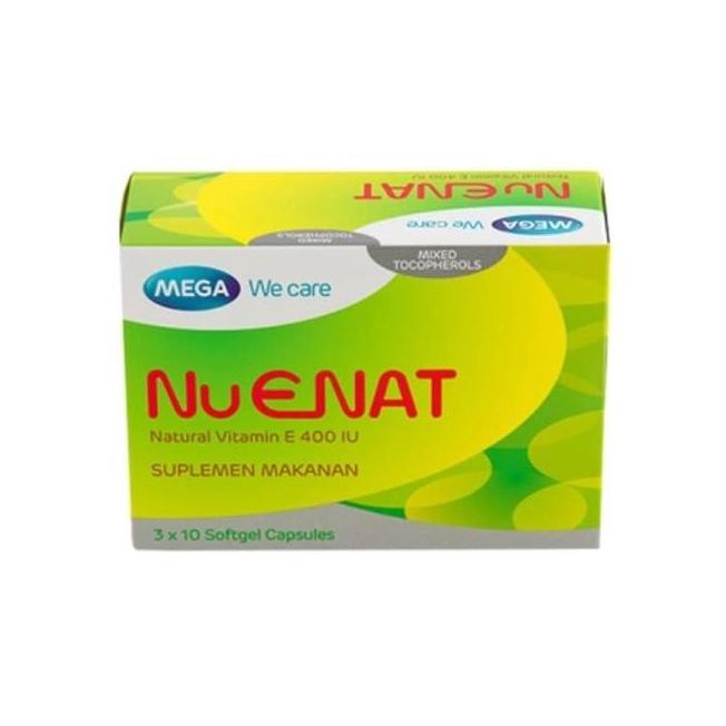 Mega We Care-Nu Enat (Natural Vitamin E 400Iu) Isi 30 Softcapsule Nirasadirashop