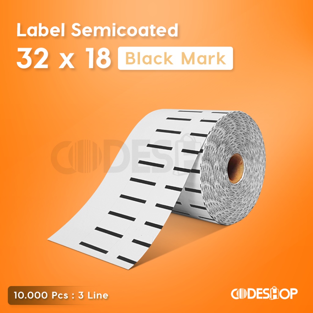 

LABEL STICKER BARCODE 32mm X 18mm ( 3 LINE ) SEMICOATED ISI 10.000 pcs