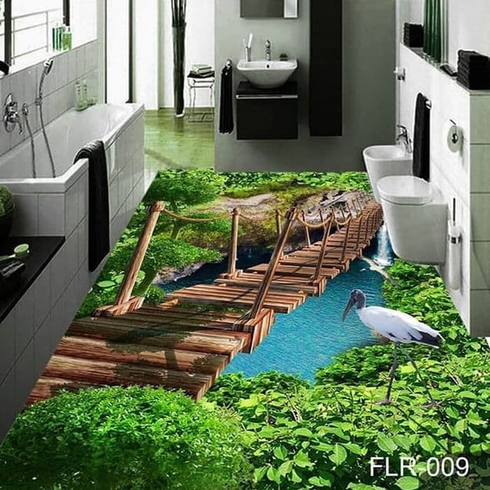 [Wall] Wallpaper Sticker Custom 3D Wallpaper Stiker Lantai Jembatan [Lucu]