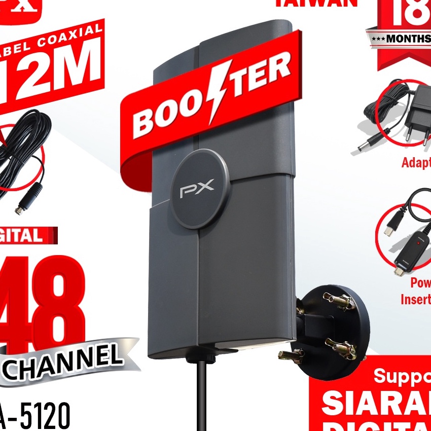 (A-N✉㊠W] Antena TV PX DA-5120 - Antena TV PX DA-5200 Indoor / Outdoor - Antena Digital Analog + Kabe