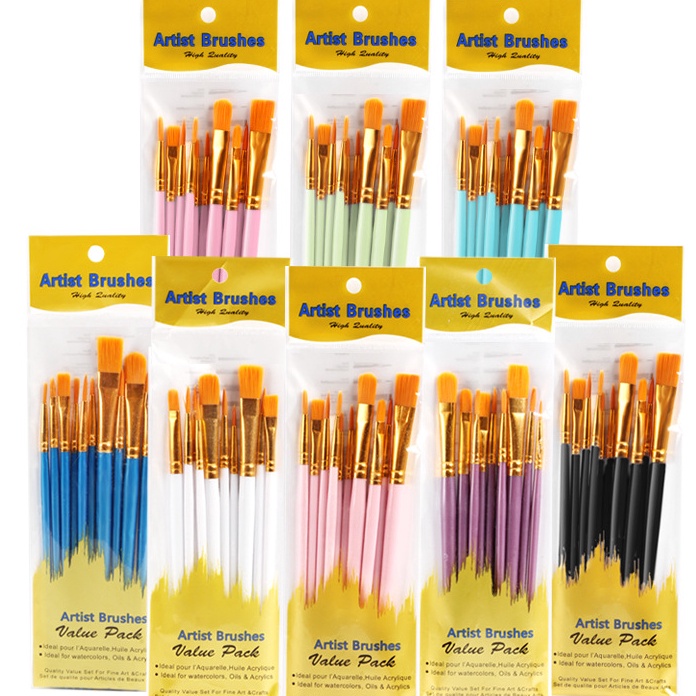 

[I12☎/I✪] 1 SET 10PCS KUAS LUKIS / SET KUAS MELUKIS CAT AIR, ACRYLYC DLL / PAINTING BRUSH BS- baanyak diminati..