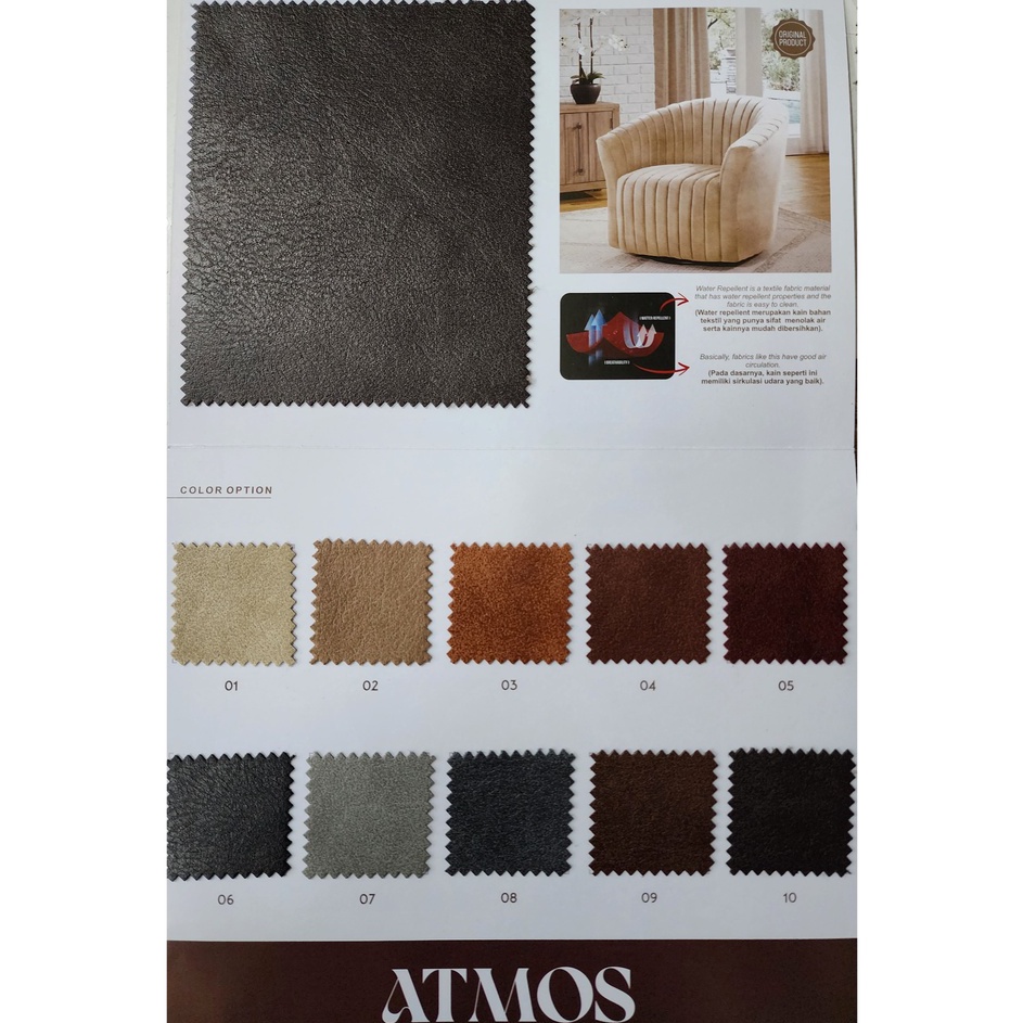 ➭YkI KAIN WATER REPELLENT TAMPILAN OSKAR / KULIT SINTETIS BREATHABLE FABRIC JOK SOFA - ATMOS ✥ ❉