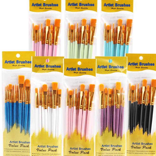 

[N-R✯✮1] 1 SET 10PCS KUAS LUKIS / SET KUAS MELUKIS CAT AIR, ACRYLYC DLL / PAINTING BRUSH BS/ kekiniian.!!