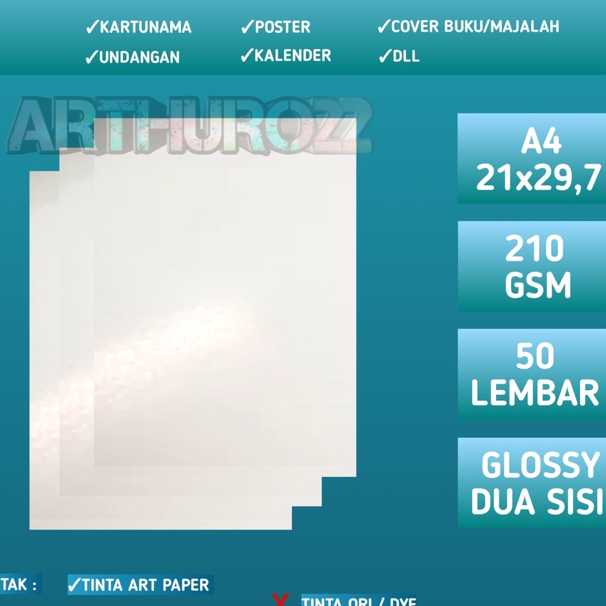 

(❦ T☆9W] Kertas art carton/art paper 210 gsm A4 isi 50 lembar-kertas art karton 210 gram A4/ amanahh.!!