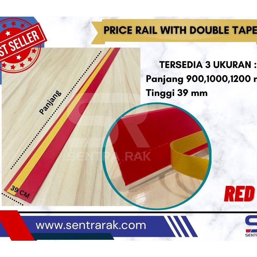 

[ご A➸9S) Price rail/ Price Card/ Label Harga tipe Double Tape 90 cm/ siapp.dikirim.!!
