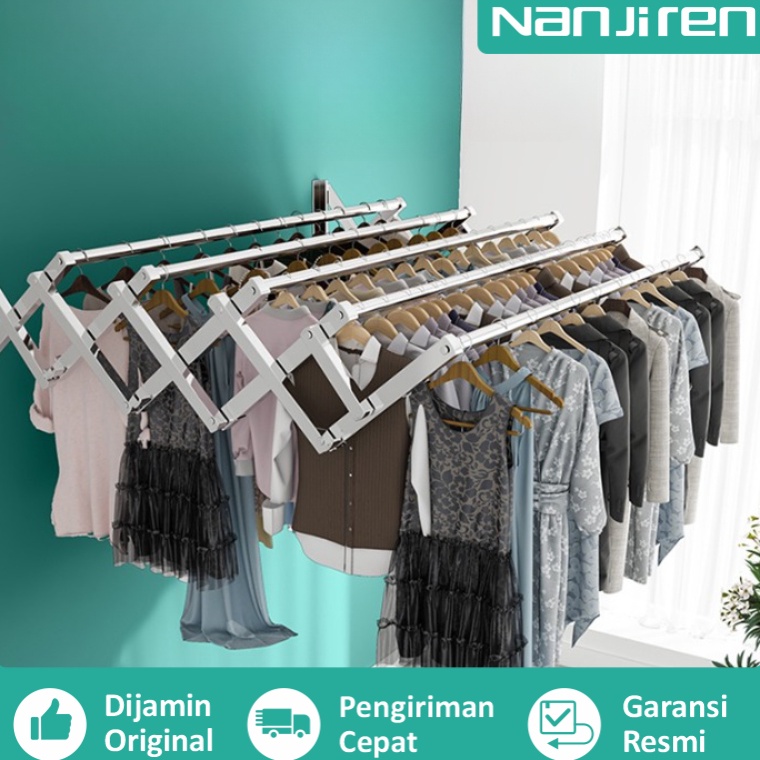 STOK TERBARU Nanjiren Jemuran Dinding Stainless Steel Jemuran Tempel Dinding Multilayer Jemuran Paka