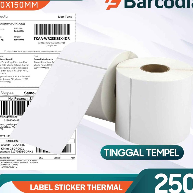 

(Z11➛/K☞> Kertas Label Barcode STIKER Thermal 100 x 150 mm - ISI 250PCS/ paaling.laris!