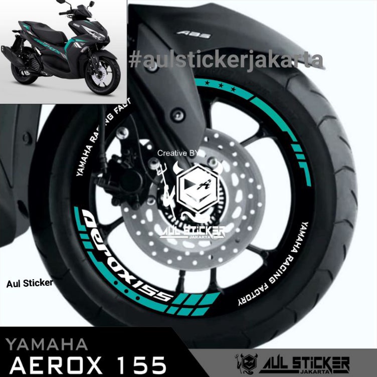 ➹ ORIGINAL STICKER VELG AEROX 155 VELG NEW DESAIN ⁵⁰ DEPAN BELAKANG ✤ ✬