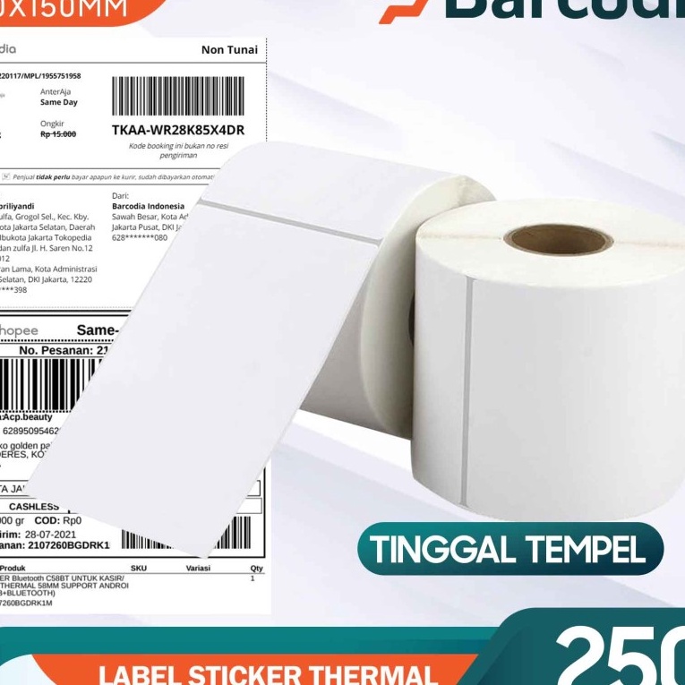 

[PA➛.5☞] Kertas Label Barcode STIKER Thermal 100 x 150 mm - ISI 250PCSpaling.lariis!