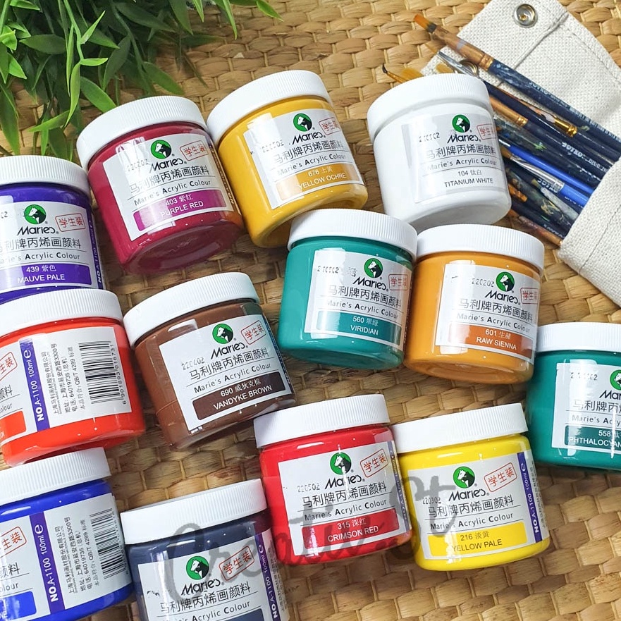

[❦ S➤14M) Maries Acrylic Paint 100 ml Acrylic Colour Satuan Cat Lukis Akrilik- pasti.dikirim..!