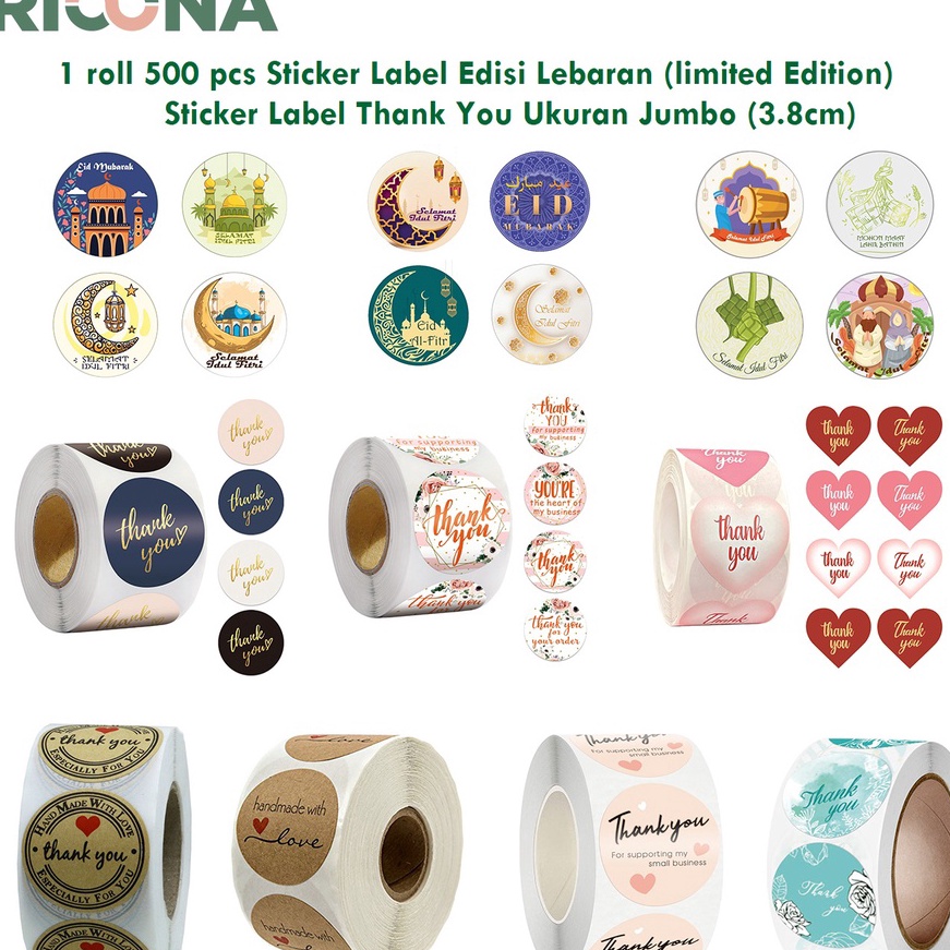 

(J☑☞.PR] 500 pcs Stiker Label Jumbo Ukuran Besar 3.8cm -berkuaalitas..