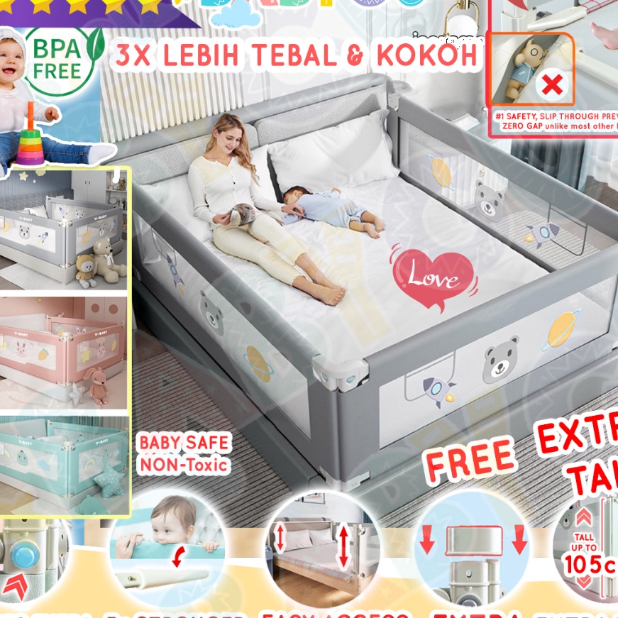 [O-P☞»11] Baby Bedrail Bed Guard Rail Pagar Bayi Anak Pengaman Kasur Tempat Tidur Anak Safety Bumper Bed bayi baby box- langsung.kiirim.