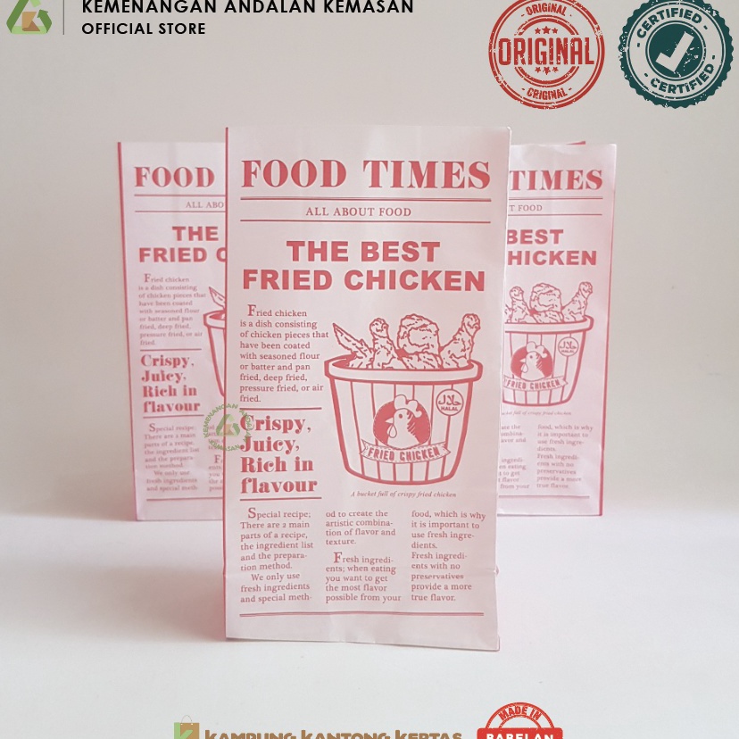 (V5➤/E✮) Kantong Fried Chicken , Kemasan Ayam Fried Chicken , Bungkus Fried Chicken ,  Paper Bag Fri