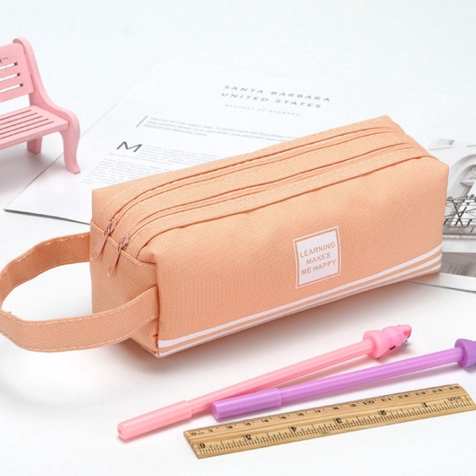 

(✔ Y☎14Q] S252 Kotak Pensil Dan Stationery Dual Zipper / Dompet Pensil 2 Pouch/ terviiral.!