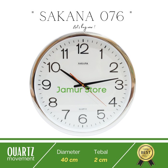Jam Dinding Sakana 076 Quartz Original 40Cm Bestseller Jam Dinding