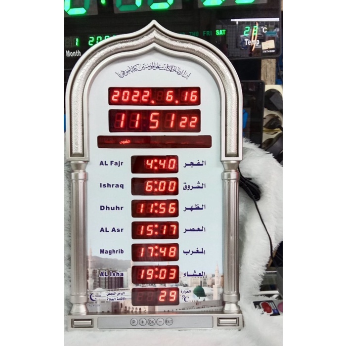 Jam Adzan Digital Led Otomatis Az 4009 + Iqomah . Jam Masjid Bestseller Jam Dinding