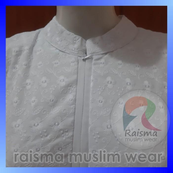 TERLARIS - BAJU GAMIS PUTIH REMPEL BAWAH KATUN JEPANG BORDIR / GAMIS PUTIH