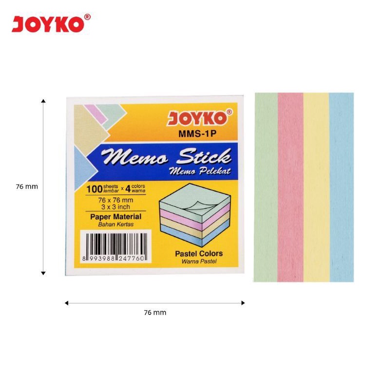 

[CODE BARANG 025SGS] Memo Stick/Stick Note Joyko Mms-1P ( 1set/4wrn ) 290