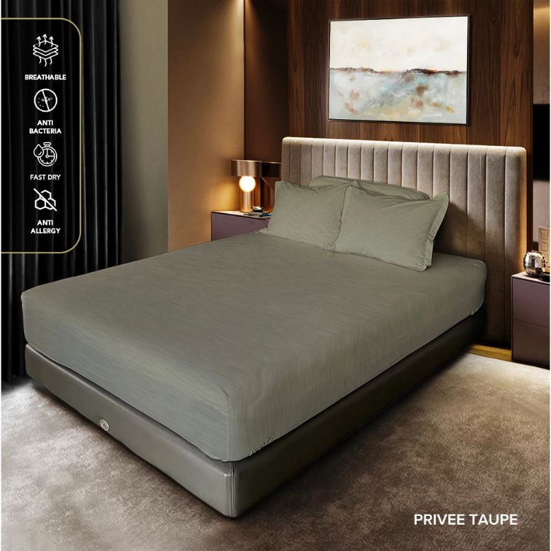 King Rabbit Sprei Single & Sarung Bantal Guling Motif Taupe