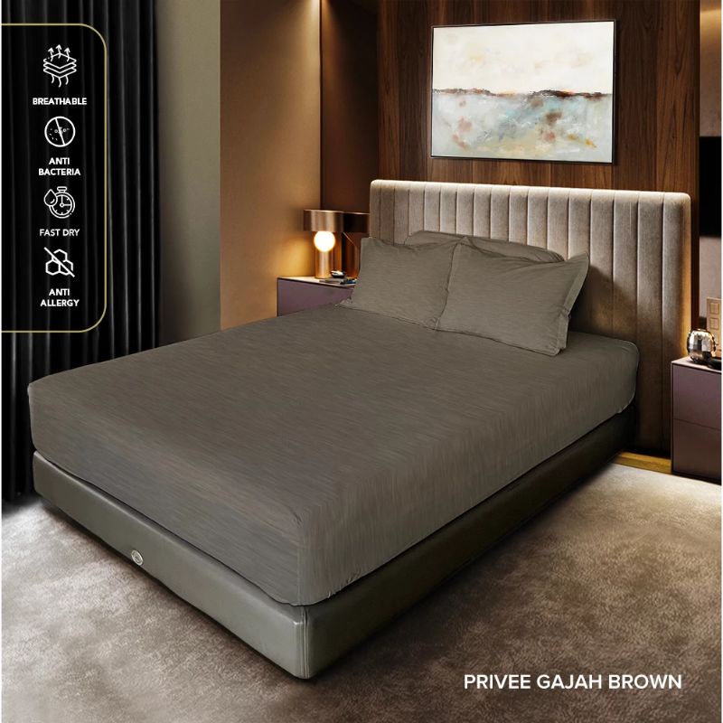 King Rabbit Sprei Single & Sarung Bantal Guling Motif Gajah Brown