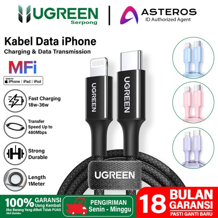 UGREEN KABEL IPHONE MFI TYPE C TO LIGHTNING SILICONE BRAIDED 90493
