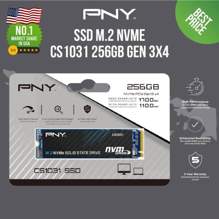 Pny Ssd M.2 Nvme Cs1031 256Gb Gen 3X4 Original