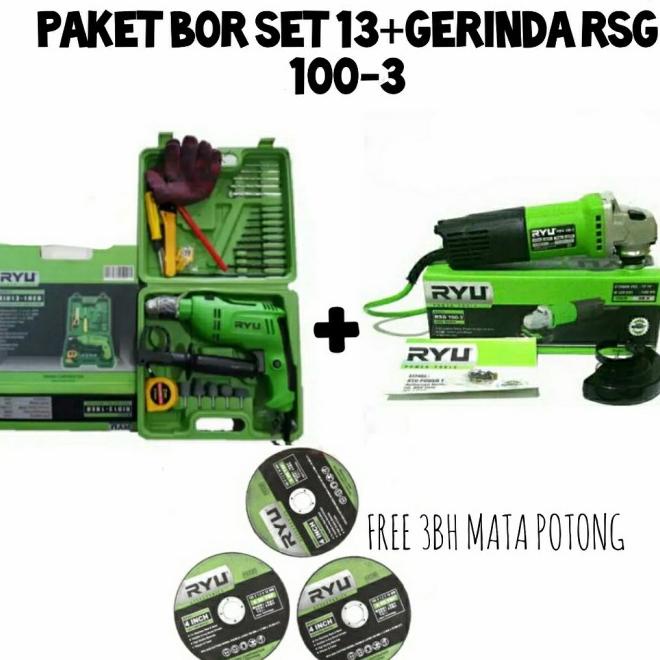 Paket Mesin Bor Beton Set 13Mm+Gerinda Tangan Ryu