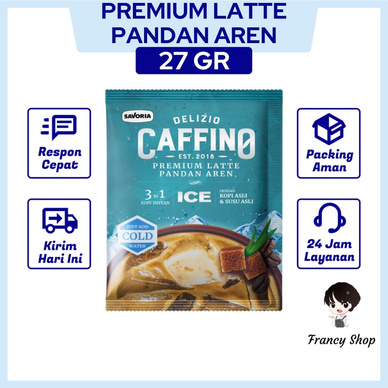 

Kopi Delizo Caffino Premium Latte Pandan Aren Ice Sachet 27 gr