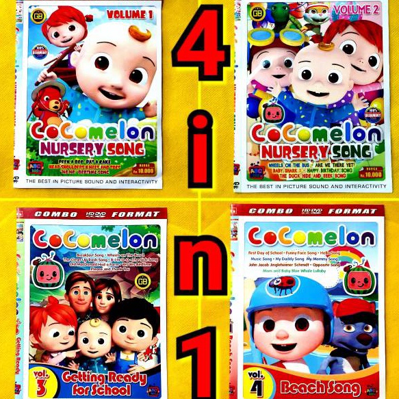 ➪➽✳✧ Kaset DVD Anak CocoMelon Nursery Song Volume 1-4 lengkap 4 disc dvd - Lagu barat anak coco melo