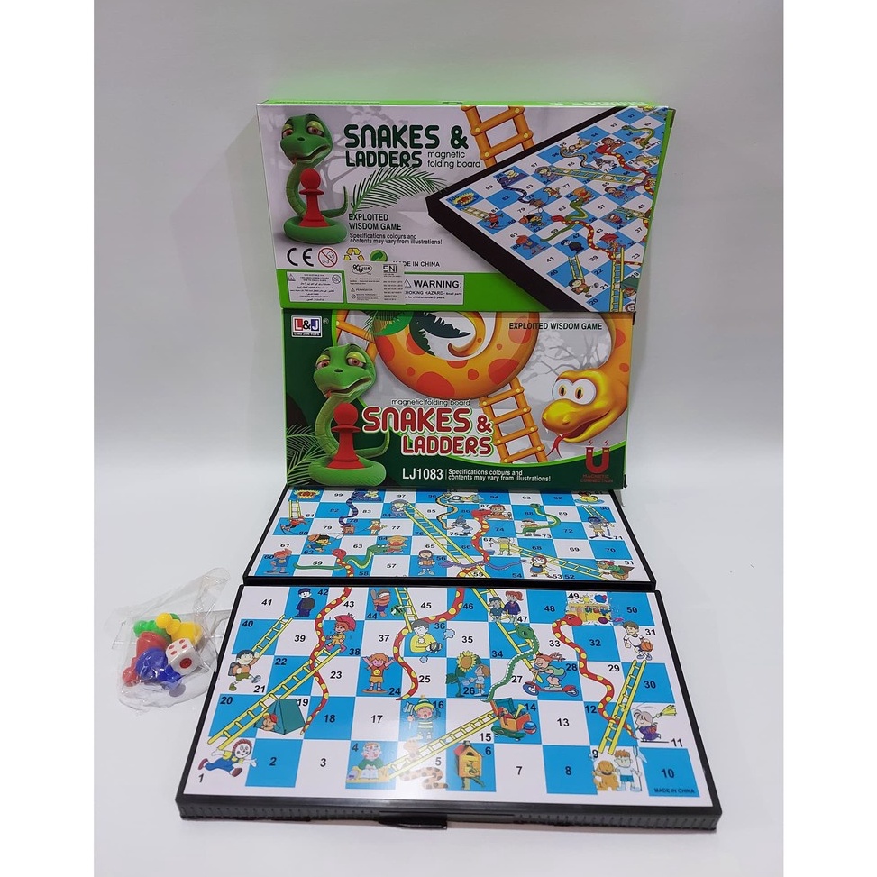 Model Baru HAS J0045 MAINAN ULAR TANGGA MAGNET PREMIUM SNAKES AND LADDERS BOARD GAME ❂ ☍